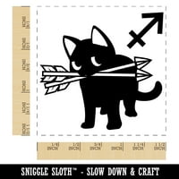 Astrološki mačka Sagittarius horoskop Zodijak znak samo-inkinga gumenog mastilo za mastilo - crna tinta - velika