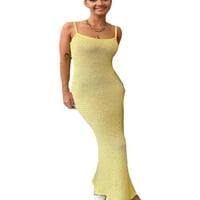 Ženska seksi rukava maxi haljina špagete remen niska reza haljina Cami CAMI CAMICON Ljetna plaža Formalno