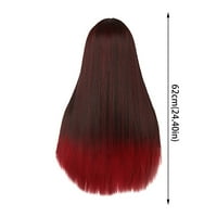Wig dugačka ravna kosa crna gradijent crvena duga kovrčava kosa perika za periku