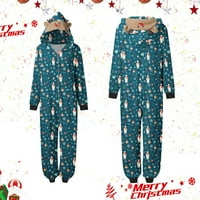 Božićne pidžame za obiteljske komplete, Chirstmas Bear Snowflake Print PJS patentni patentni patentni s kapuljač sa dugim rukavima