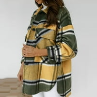 Deagia Fleece Jakne za žene obrezana kardigan jakna za ležerne modne labave plaćene ispisane džep dugih