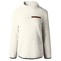 Ženski zip up fleece dugim rukavima, čvrsti dugim džemper zimski modni poklon kornjač labavi fit ženski