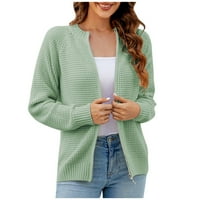 Strunđati ženska jesenska gumba Čvrsta boja dugih rukava Kardigan ženski pleteni džemper