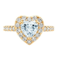 2.03ct srce rez plavi simulirani dijamant 18k žuto zlato ugraviranje izjava svadbeni godišnjica angažman