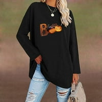 Ženska majica s dugim rukavima u okruglom vratu Solid Color Lood Top Black XL
