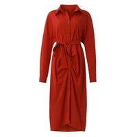 Haljina za žene jesen Jesenski košuljnjak na dugih rukava s dugim rukavima pluća dvostruka haljina