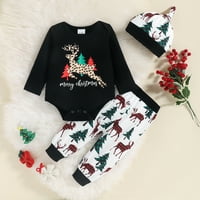 Baby Boys Casual Outfit Sets Toddler Kids Girginje Božićni print Roma Jezici Hlače pantalone HAT set