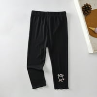 Na prodaju djevojke hlače ljetne hlače Capri veliki zec ukrasne elastične tanke dječje hlače, crno
