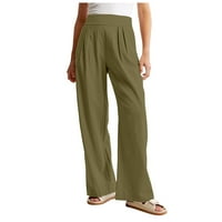 TIQKATYCK Hlače sa džepovima za žene, ženske pamučne ležerne pantalone udobne radne pantalone sa džepovima Elastične hapke za papir sa elastičnim strukom plus pantalone za žene zelene boje