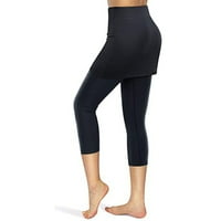 Joga hlače Žene Tenis Skirted gamaši džepovi Elastični sportovi Yoga Capris Suknje