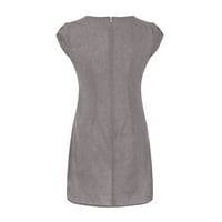 Follure Mini haljine za žene Ležerne prilike sa čvrstim haljinama džep kratkih rukava Okrugla vrata