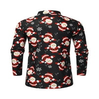 Tenmi Muška bluza Rever Dupka tunika košulje za vrat Down Xmas Tops Slim Fit Božićne majice Holiday