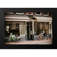Berzel, Erin crni moderni uokvireni muzej umjetničko ispis pod nazivom - Amsterdam Storefront s biciklima