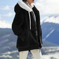 Zimske jakne za žene, jesenska zimska odjeća Žene Fleece kaputi s kapuljačom Topla ženka patchwork zip-up