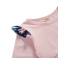 Canrulo Toddler Djevojke za djecu Odjeća ruffle dugi rukavi Drešene cvjetne hlače jesenje odjeće ružičaste