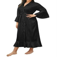 Scvgkk plus veličina Žene satena svilena kimono odjeća za spavanje Robus Betted Nightgown Pajamas
