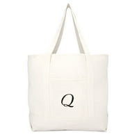 Monogram torba Personalizirani Totes za žene otvorene prirodno slovo q