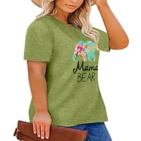 Mama mama Bear Plus veličina za grafički medvjeda za žene majke sa cvijećem, majica prevelike rukave