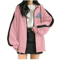 apsuistički kaputi za žene srednje dužine s kapuljačom ružičastim kardiganskim jaknom vrhovima za žene veličine xl