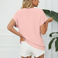 Bluza Ženska modna casual proljeća i ljeto u boji V-izrez s kratkim rukavima labava šifonska košulja