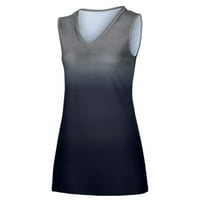 Plus veličine vrhova čišćenja ženske gradijent boje V-izrez majica bez rukava na vrhu bluza crna 12