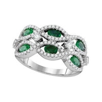 18k bijeli zlatni ovalni smaragdni dijamantni modni prsten 1- cttw