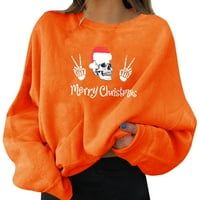 Ženski božićni pulover Zabavni grafički print okrugli vrat Dugim rukavima Duks duge vrhovi kapuljač