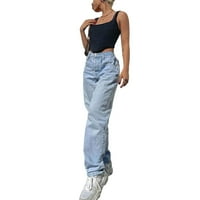 Ženske hlače Leptir Ispiši visoke struk ravno-noge traperice Vintage Y2K Street odjeću pantalone
