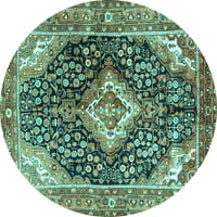 Ahgly Company u zatvorenom okruglom medaljonima tirkizne plave tradicionalne prostirke, 5 'krug