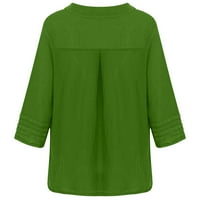 Ženske vrhove bluza casual rukave čvrste žene Thirts Henley Fashien Green 2xl