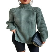Ženski pleteni džemperi Chunky Plit džemper Turtleneck Jumper Top Ležerni pulover Rad Purple XS