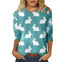 Zunfeo ženske kratkih rukava - pulover Uskršnji pokloni labavi udobni vrhovi rukav tiskani posadni majica