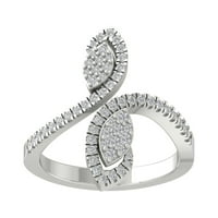 Araiya 14k bijeli zlatni dijamantni bajpasti prsten, veličina 9.5