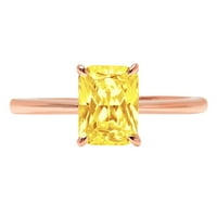1. CT sjajan blistavo sintetički žuti moissinite 14k ružičasto zlato pasijans prsten sz 6.5
