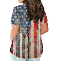 Yyeselk Američka zastava Tie Dye majice za žene 4. jula Patriotska košulja plus veličina Bluza USA zastava