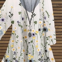 Floleo ženski vrhovi čišćenje ljetowomens cvjetni-tisak casual kratki rukav V izrez majice i tanka bluza