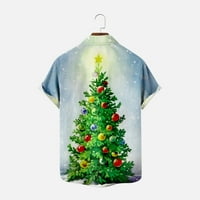FESFESFES božićni ted za muškarce Henley vrat blube majica casual labava tiskana majica na prodaju