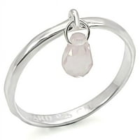 Alamode los323- Ženski srebrni srebrni prsten srebra sa originalnim kamenom u svjetlu ruža - veličina 8