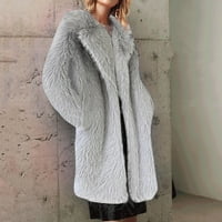 Ženska veštačka vuna dugačak kaput dugačak kaput topla jakna dugačak karomni kaput krznena gorska odjeća