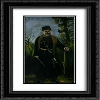 Niko Pirosmani Matted Crnarna ukrašena uokvirena umjetnička štampa 'Portret bogatog seljaka'