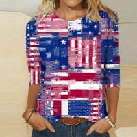 Ženski vrhovi Smanjeni dan neovisnosti Ljetne casual rukave T-majice Trendy USA Flag uzorak grafički