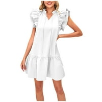 Haljine za žene Ženska A-line Srednja duljina Slijede kratki rukav V-izrez Moda vruća prodaja A-line haljine bijeli XL