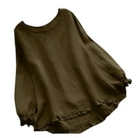 Aurouralne majice za žene čišćenje ženske modne čvrste boje dugih rukava bluza okrugla vrata gljivice