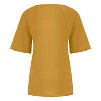 Ženske vrhove kratkih rukava cvjetna bluza Labavi ženski ljetni okrugli izrez majice Brown 4xl