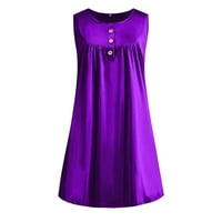 Ljetne haljine za žene Solid Bohemian Mini Bohemian bez rukava putovanja V-izrez Dress Purple XL