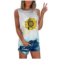 Zodggu Clearsance ljetni vrhovi za žene Djevojke Sunflower Print Fashion Damenske bluze Košulje bez