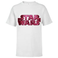 Star Wars Pink Logo Faux-Glitter Print - majica kratkih rukava za djecu - prilagođeno-bijelo