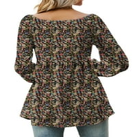 Hait Ladies Retro dugih rukava pulover Lootni zamah majica Loungeweb cvjetni print v izrez Tee