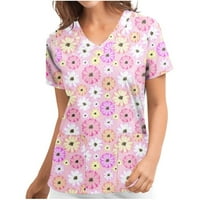 Samickarr Plus size košulje za žene za čišćenje ujednačene radne uniforme vrhova s ​​džepom V-izrez