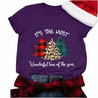 Prodaja božićne košulje za žene Xmas Buffalo košulje sa drvećem kratkim rukavima casual casual grafički